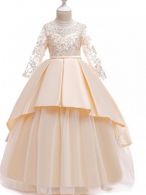 Princess Round Floor Length Cotton Junior Bridesmaid Dress With Bow(S) / Pleats / Crystals