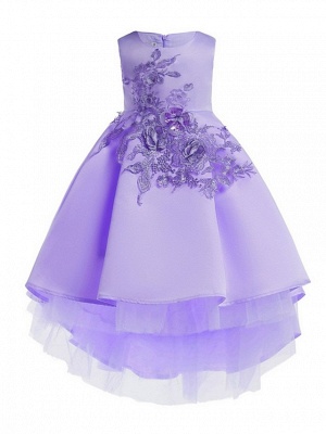 Ball Gown Ankle Length Pageant Flower Girl Dresses - Polyester Sleeveless Jewel Neck With Appliques_3