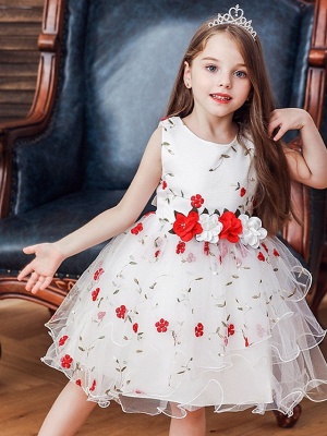 Ball Gown Princess Knee-length Flower Girl Dress - Satin Tulle