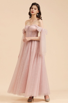 Gorgeous Puffy Sleeves Sparkly Aline Evening Party Dress Chiffon Floor Length Prom Dress_4
