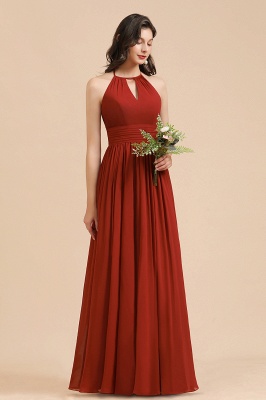 Halter Aline Bridesmaid Dress Sleeveless Floor Length Wedding Party Dress_6
