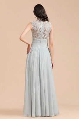 High Neck Floral Lace Aline Bridesmaid Dress Floor Length Chiffon Wedding Party Dress_3