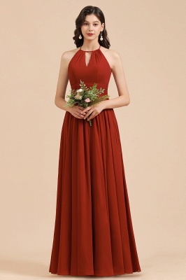 Halter Aline Bridesmaid Dress Sleeveless Floor Length Wedding Party Dress_5