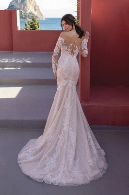 Mermaid Long Sleeve Off the Shoulder Wedding Dress_2