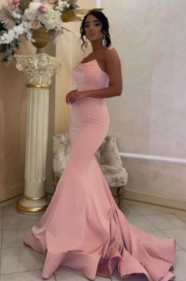 Stunning Strapless Pink Mermaid Prom Dress Sweetheart Evening Party Dress_1