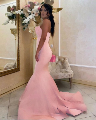 Stunning Strapless Pink Mermaid Prom Dress Sweetheart Evening Party Dress_2