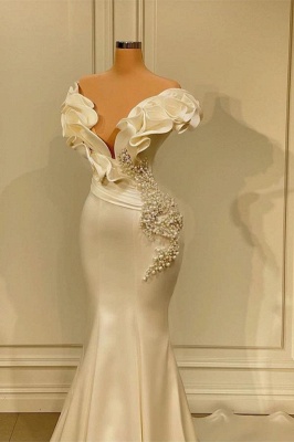 White Long Mermaid Prom Dresses Evening Gown_2