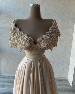 Gorgeous V-Neck Sleeveless Sheath Chiffon Prom Dress with Crystal_2