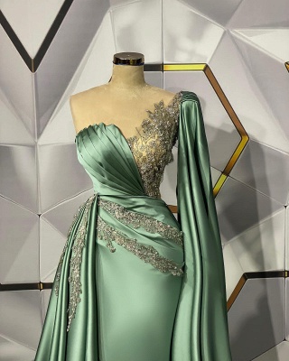 Sexy Green Strapless A-line Prom Dresses_2