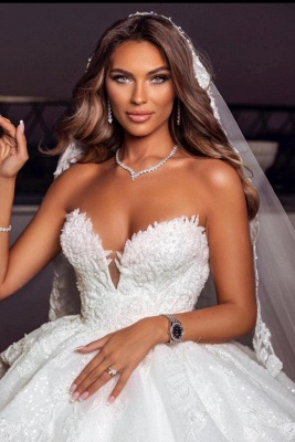 Sweetheart vestido de baile vestido de noiva apliques de renda on-line com cadarço