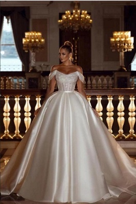Robes de mariée princesse de luxe en satin scintillant