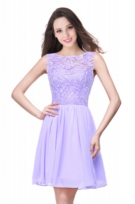 New A-line Chiffon Lace Zipper Short Homecoming Dress_4