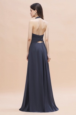 Gorgeous Halter Chiffon Ruffles Bridesmaid Dress with Front Slit Online_3