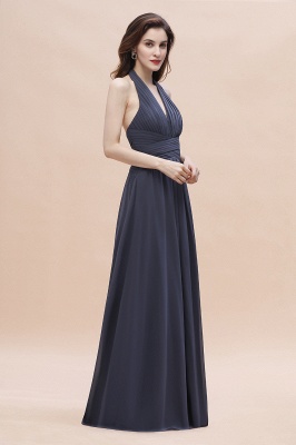 Gorgeous Halter Chiffon Ruffles Bridesmaid Dress with Front Slit Online_6