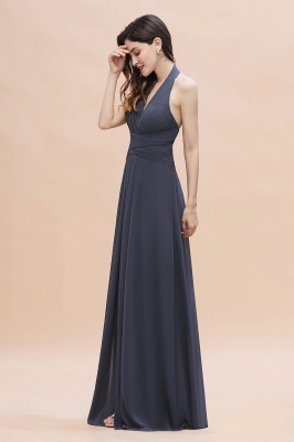 Gorgeous Halter Chiffon Ruffles Bridesmaid Dress with Front Slit Online_5