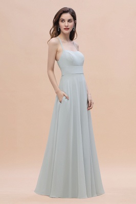 Simple Straps A-line Chiffon Mist Bridesmaid Dress with Ruffles Online_7