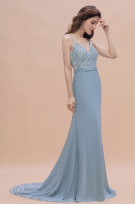 Stunning V-Neck Lace Chiffon Mermaid Wedding Dress_8