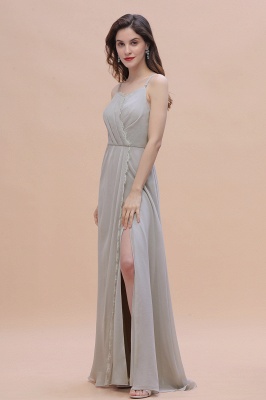 Stylish Spaghetti Straps Aline Wedding Party Dress with Side Slit_7