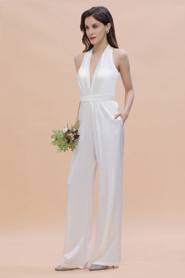 Sexy Deep-V-Neck Halter Backless Charmeuse Bridesmaid Jumpsuit Online_6
