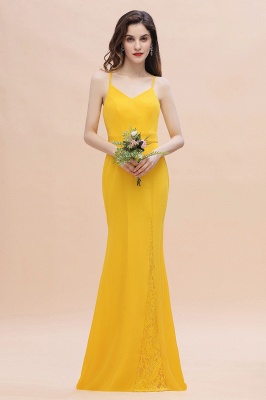 Gorgeous Spaghett Straps V-Neck Chiffon Lace Bridesmaid Dress Online_5