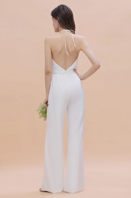 Sexy Halter Backless Lace Bridesmaid Jumpsuit with Slits On Sale_3