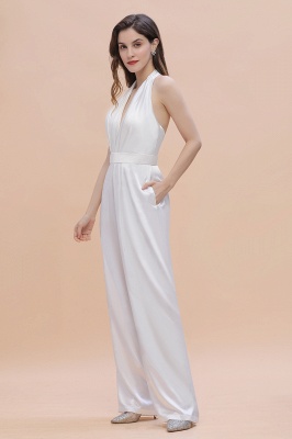 Sexy Deep-V-Neck Halter Backless Charmeuse Bridesmaid Jumpsuit Online_5