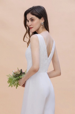 Stylish V-neck Sleeveless White Lace Bridesmaid Jumpsuit Online_10
