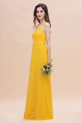 Gorgeous Spaghett Straps V-Neck Chiffon Lace Bridesmaid Dress Online_4