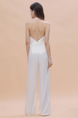 Sexy Deep-V-Neck Halter Backless Charmeuse Bridesmaid Jumpsuit Online_3