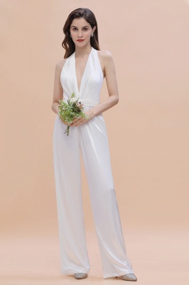 Sexy Deep-V-Neck Halter Backless Charmeuse Bridesmaid Jumpsuit Online_4
