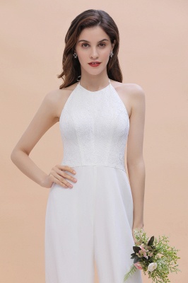 Sexy Halter Backless Lace Bridesmaid Jumpsuit with Slits On Sale_9