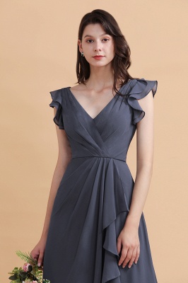 Affordable V-Neck Chiffon Ruffles Bridesmaid Dress with Pockets On Sale_9