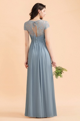 Chic Short Sleeves Lace Chiffon Bridesmaid Dress with Ruffles Online_3