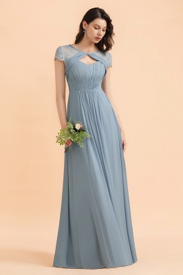 Chic Short Sleeves Lace Chiffon Bridesmaid Dress with Ruffles Online_6