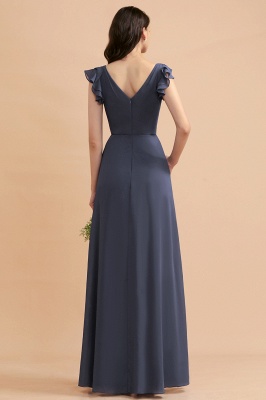 Affordable V-Neck Chiffon Ruffles Bridesmaid Dress with Pockets On Sale_3