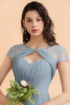 Chic Short Sleeves Lace Chiffon Bridesmaid Dress with Ruffles Online_9