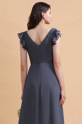 Affordable V-Neck Chiffon Ruffles Bridesmaid Dress with Pockets On Sale_11