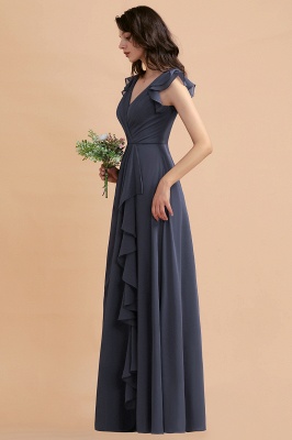 Affordable V-Neck Chiffon Ruffles Bridesmaid Dress with Pockets On Sale_8