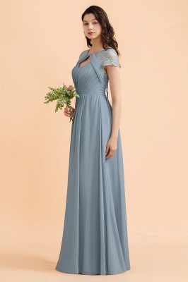 Chic Short Sleeves Lace Chiffon Bridesmaid Dress with Ruffles Online_5