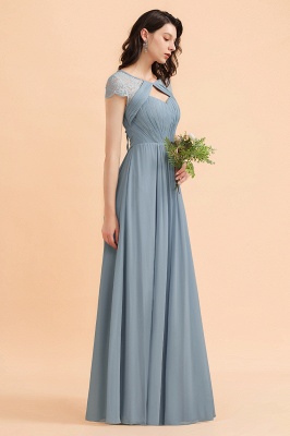 Chic Short Sleeves Lace Chiffon Bridesmaid Dress with Ruffles Online_7