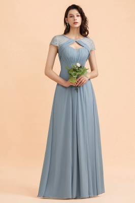 Chic Short Sleeves Lace Chiffon Bridesmaid Dress with Ruffles Online_4