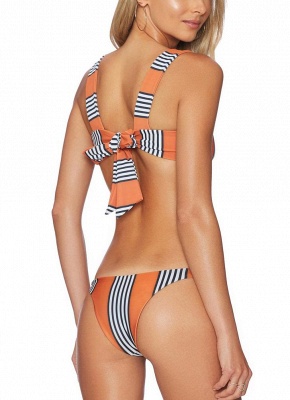 Striped Back Knot Bikini Set_4
