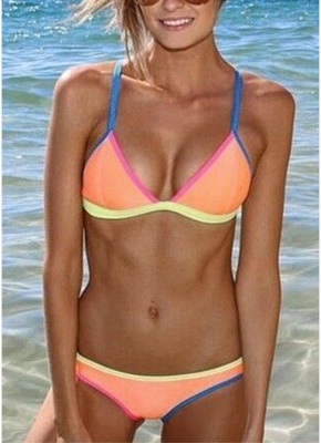 Women Bikini Set UK Swimsuits UK Low Waisted Bathing Suit UK Triangle Cups Tank Top Bathing Suit UK Beach Wear Blue/Orange_1