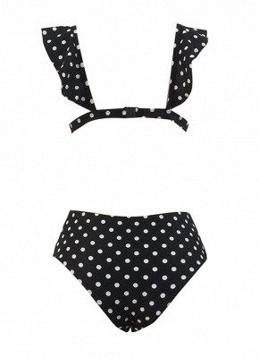 Polka dots Print Ruffled Push Up Bra High Waist Bottoms Bikini Set_9