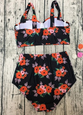 Floral High Waist Push Up Biquini Flower Print Bikini Set UK_4