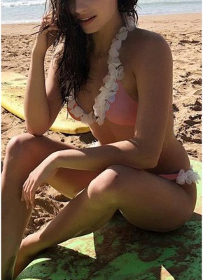 Hot Women Bikini Set UK Halter 3D Flower Appliqués Bodycon Wireless Bathing Suit UK Bathing Suit UKs Tank Top Beach Wear_4