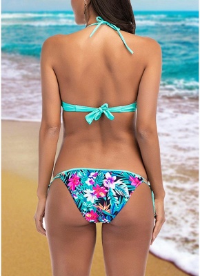 Womens Printed Frill Bikini Set Beach Swimsuit Tank top Bathing Suit_3