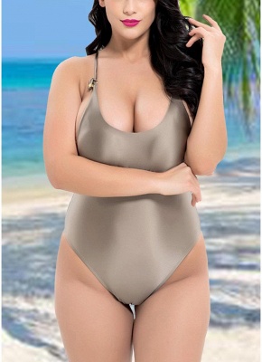 Plus Size Strappy Swimsuit Backless Hollow Out One Piece_2