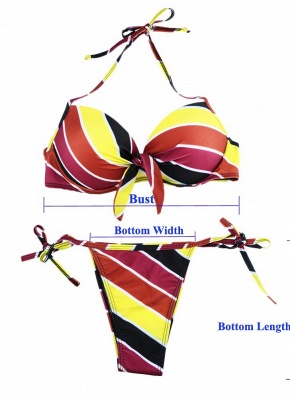 Contrast Stripe Underwire Padded Cup Tie Bikini Set UK Bathing Suit UK_11