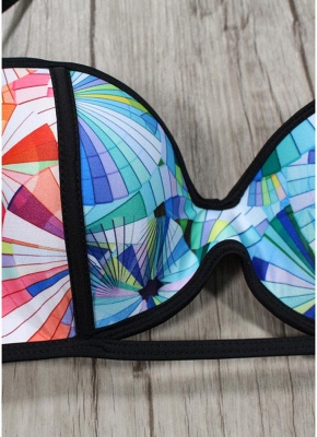 Women Bikini Set UK Geometric Print Cut Out Low Waist Halter Padded Tank Top Bathing Suit UK Swimsuits UK_4